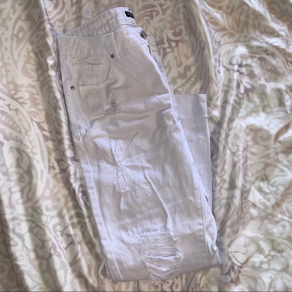 Fashion Nova ripped white boyfriend jeans